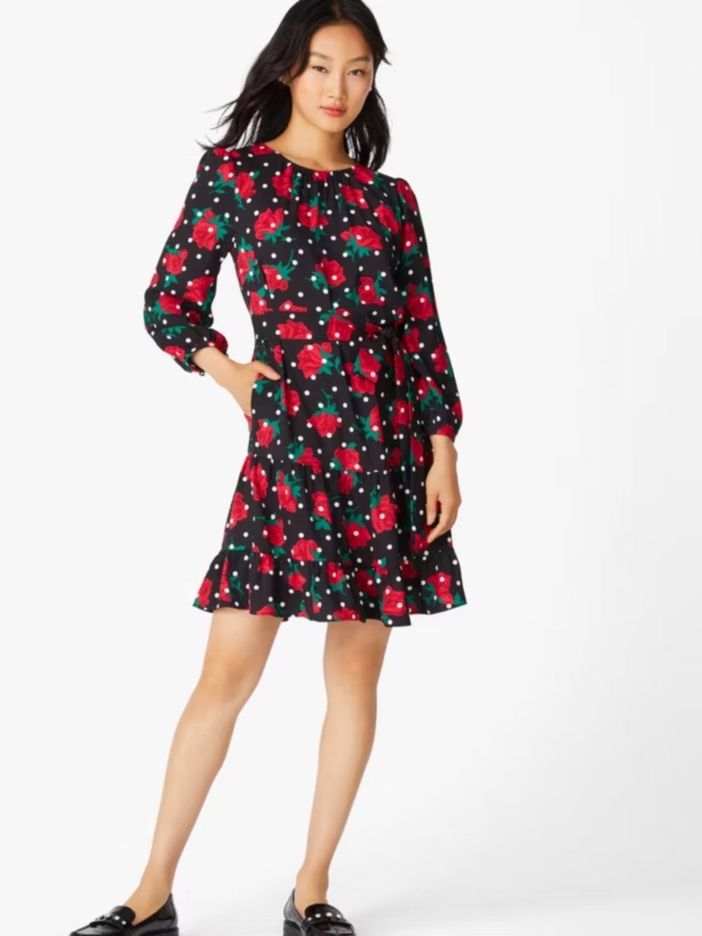 kate spade Red Rose Floral Print Euro Summer Coastal Dress